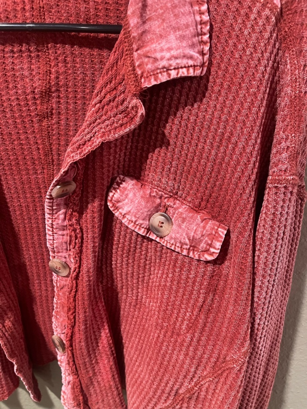 Textured Waffle-Knit Button Jacket - Dusty Rose 100% Cotton - Picture 2 of 6